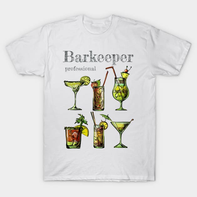 Barkeeper Professional Design T-Shirt by Unelmoija